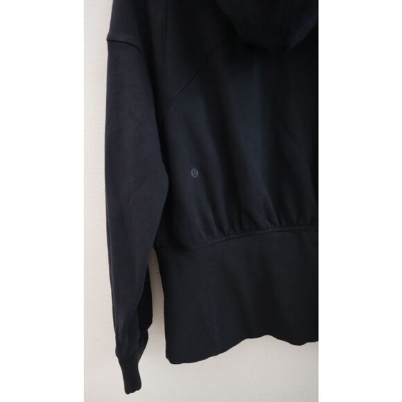 Lululemon W3ECTS Women's Sz 8 Black Hugged-Waist Cotton Zip Hoodie - Picture 13 of 16